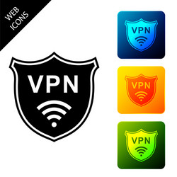 shield with vpn and wifi wireless internet network vector image