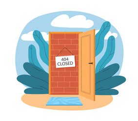 404 error closed door incorrect website address vector image