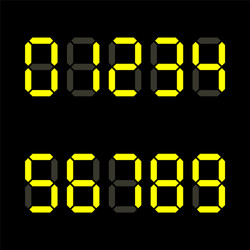 Digital number zero to ten led display alphabet vector