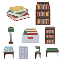 a set of icons with books seth about the library vector image