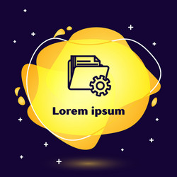 black line folder settings with gears icon vector image