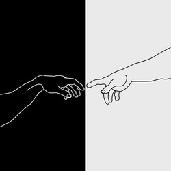 hands showing the creation of adam vector image