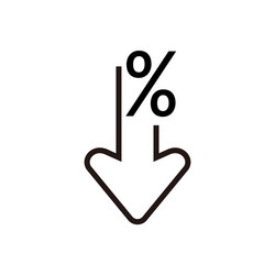 Percent down line icon percentage arrow reduction vector