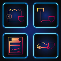 set line car with shield filled form wallet vector image