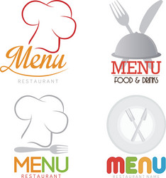 set menu icons with text on a white background vector image