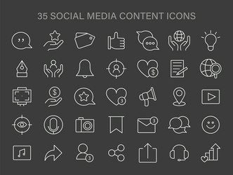 social media content icons set array of digital vector image