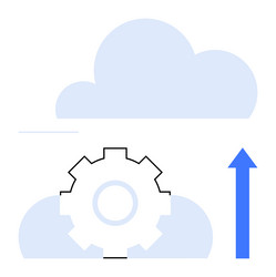 cloud data upload with gear symbolizing technology vector image