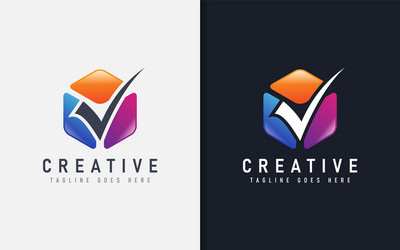 creative colorful cube combine with tick symbol vector image