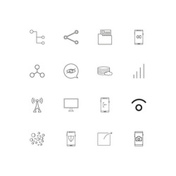 network and database linear thin icons set vector image