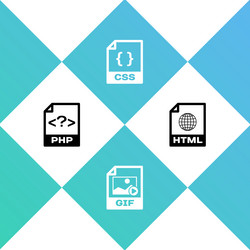set php file document gif css and html icon vector image