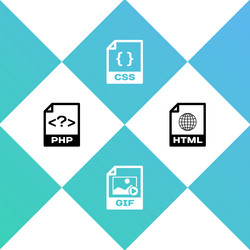 Set php file document gif css and html icon vector