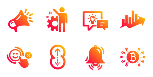 idea lamp megaphone and clock bell icons set vector image