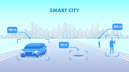 Smart city flat cityscape Royalty Free Vector Image