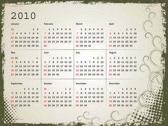 calendar for 2010 vector