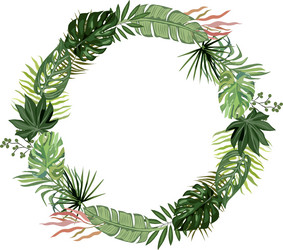 exotic leaves wreath round natural backdrop Vector Image