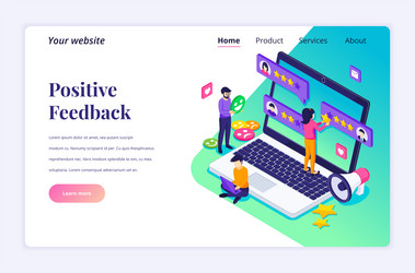 Isometric landing page design concept of customer vector