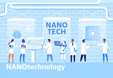 Nano technology development flat cartoon banner vector