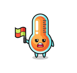 thermometer character as line judge putting vector image