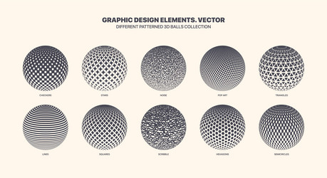 assorted various patterned 3d balls set isolated vector