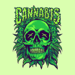 Cannabis Skull with Leaves Vector Image