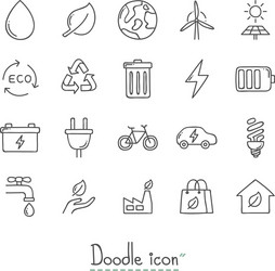 Eco doodle icon set Royalty Free Vector Image - VectorStock