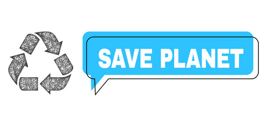 misplaced save planet message frame and linear vector image
