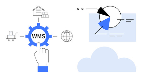 warehouse management system process with data vector image
