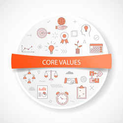 core values concept with icon round vector image