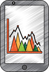 graph chart on cellphone screen icon image vector image