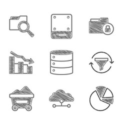 set server network cloud connection pie chart vector image