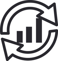 bars chart with repeat arrow line style icon vector image