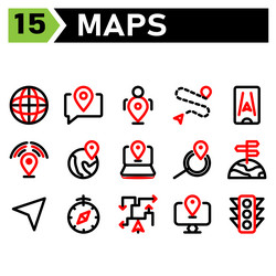 maps and navigation icon include globe world vector image