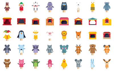 puppet show characters and stages for entertaining vector image