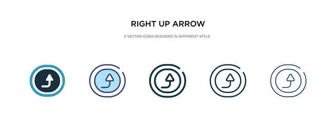 Right up arrow icon in different style two vector