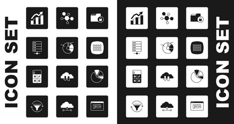 set folder and lock pie chart infographic server vector image