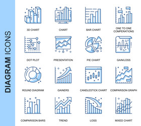 Thin Line Icon Set: Charts & Data vector image