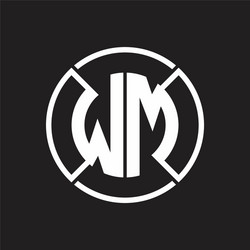 wm logo monogram with four part circle slash vector image