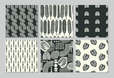 artistic seamless patterns with abstract leaves vector image