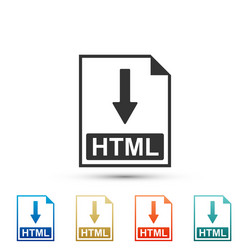 html file document icon download button vector image