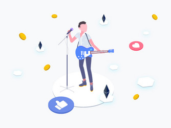 Idol with blockchain platform isometric vector