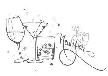 new years with glasses alcohol vector