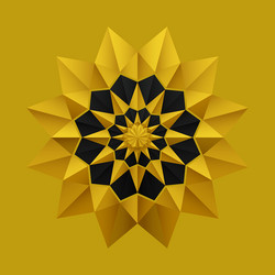 Gold black origami flower pattern mandala 3d vector