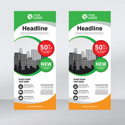 Roll up banner vertical design template vector