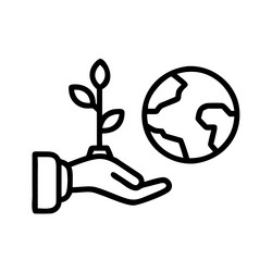 globe and tree in robot hand with environment vector image
