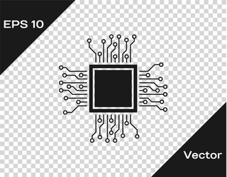 grey processor icon isolated on transparent vector image