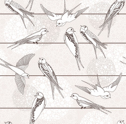 Swallows on Wires - Seamless Pattern vector image