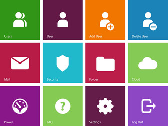 user account icons on color background vector