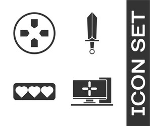 set computer monitor gamepad like and heart vector image