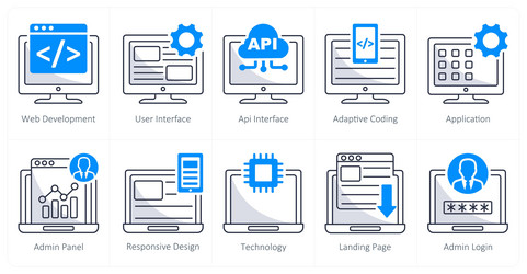 a set of 10 web design icons as development vector image