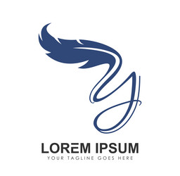 Golden feather monogram logo initial letter y Vector Image